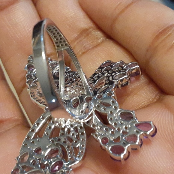 PRICE IS FIRM. 925 Genuine Multi Gemstones Butterfly Ring. - Picture 5 of 11